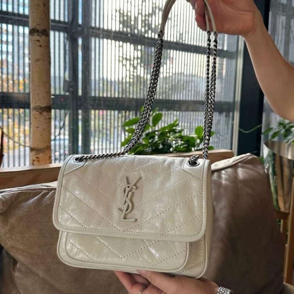 Yves Saint Laurent Cream Quilted Leather Bag